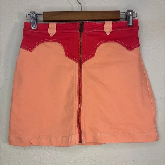 Urban Outfitters BDG Western Cowgirl Orange Red Mini Skirt Size S - Picture 4 of 10